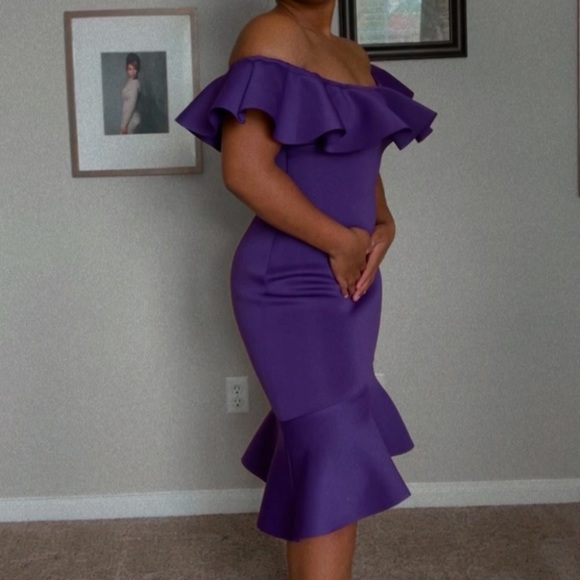 Purple Ruffle Classy Fashion Nova Dress - Picture 1 of 6